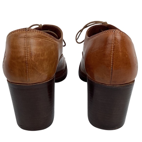 Patricia Nash Anna Block Heel Oxford Italian Leather Shoes Carmel Brown - Picture 6 of 16